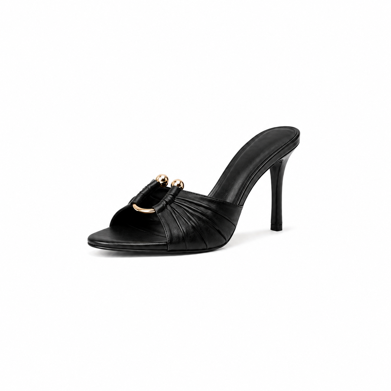 Aurora Black Satin High Heels