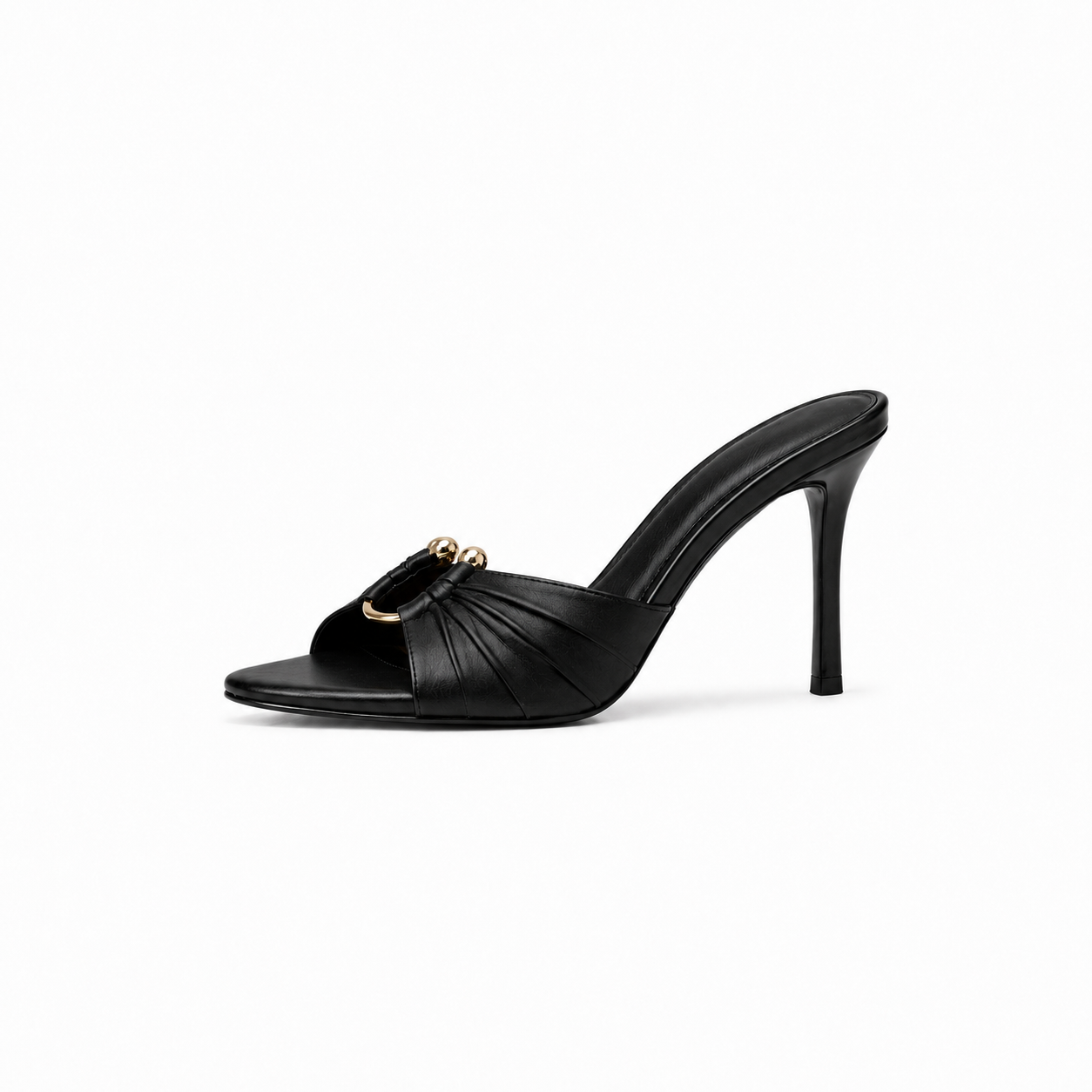 Aurora Black Satin High Heels